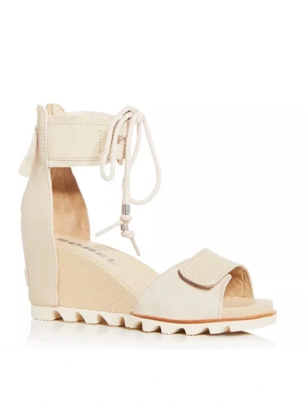 Sorel Women's Neutral Cream Ankle-Tie Wedge Sandal